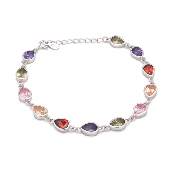 Pulsera de plata de ley rodiada y circonitas multicolor en forma de gotas que componen una joya espectacular por su perfecta fac 2