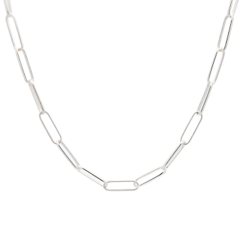 Gargantilla de Plata de eslabones tipo forsá, cuyo valor es su sencillez. Hace juego con la pulsera ¨Link¨ haciendo un conjunto 