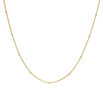 Cadena de Plata de Ley chapada en oro con unas bolitas enfiladas en en ella. De 40cm lleva una cadena de alargar de 5cm que te p