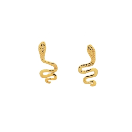 Pendientes de Plata de Ley chapada de oro con forma de serpiente que quedará muy bien en combinación con cualquier pieza de la c