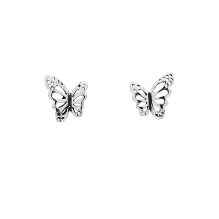 Pendientes mini de Plata de Ley con forma de pequeña mariposa de filigrana, ideal para combinar con otros pequeños pendientes y 