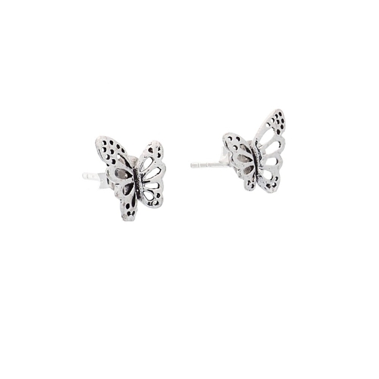 Pendientes mini de Plata de Ley con forma de pequeña mariposa de filigrana, ideal para combinar con otros pequeños pendientes y 