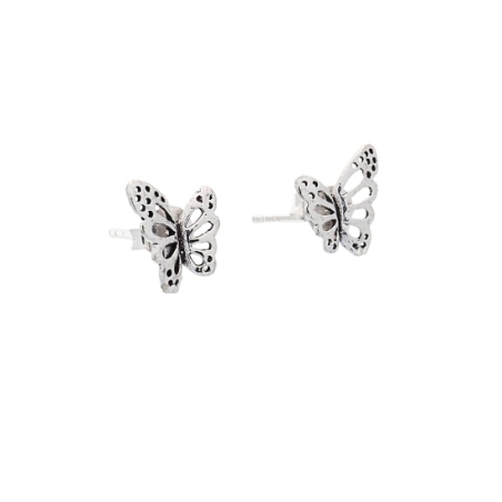 Pendientes mini de Plata de Ley con forma de pequeña mariposa de filigrana, ideal para combinar con otros pequeños pendientes y 