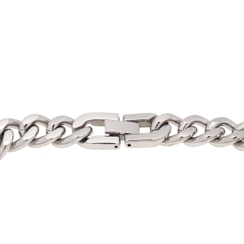 Pulsera Esclava de acero de 12mm de ancha con cadena barbada en 21cm de largo total con cierre de uñeta y chapa lisa ideal para  2