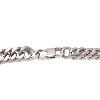 Pulsera de acero de 8,5mm de ancha con cadena barbada tipo cubana en 21cm de largo total con cierre de uñeta integrada. 2