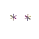 Pendientes de plata rodiada y circonitas multicolor flor - 1