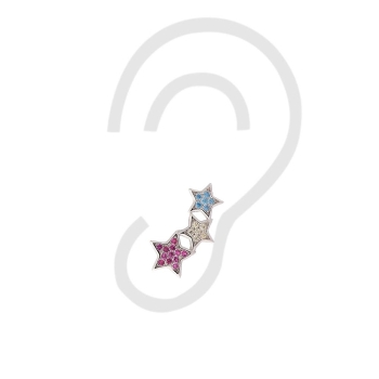 Tres estrellas cuajadas de circonitas en rubí, citrino y zafiro en Plata de Ley rodiada componen este trepador al que no te podr 2