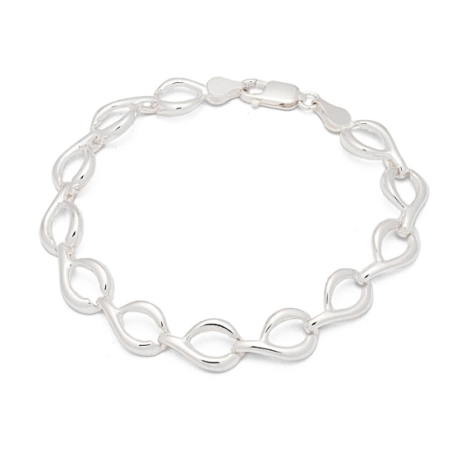 Pulsera de Plata de Ley formada por piezas macizas con un bucle que forma unas gotas que se unen entre si de forma oculta result
