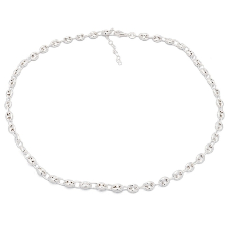 Atractiva gargantilla en Plata de Ley maciza con motivo de calabrote mini que no te cansarás de ponértela porque te quedará bien