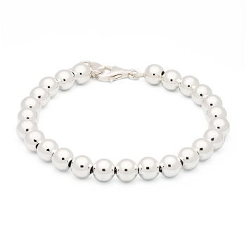 Clásica y actual pulsera de Plata de Ley de bolas de 7mm, enfiladas en cadena interior de 18cm más 3 de cadena de alargar. Versá