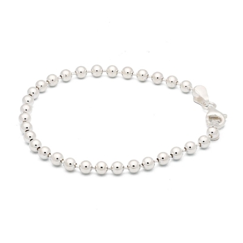 Pulsera de plata tipo toilet con bolitas de 4mm y 19cm de largo, pero que podrás adaptar a la medida de tu muñeca.