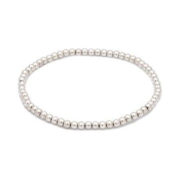Pulsera básica de Plata de Ley de bolitas de 3mm enfiladas en hilo de silicona de 18cm, ideal para colgar chapitas grabadas o ch