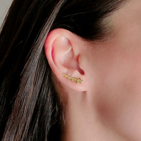 Pendientes Trepadores en Plata de Ley con baño de Oro siguiendo las tendencias más actuales. Resulta muy favorecedor con sus cin