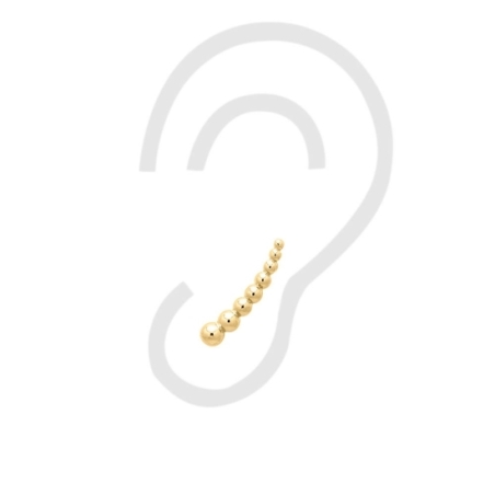 Pendientes Trepadores en Plata de Ley rodiada compuestos por 8 mini bolitas de tamaño decreciente de 3,3 a 1,4mm en un largo de 