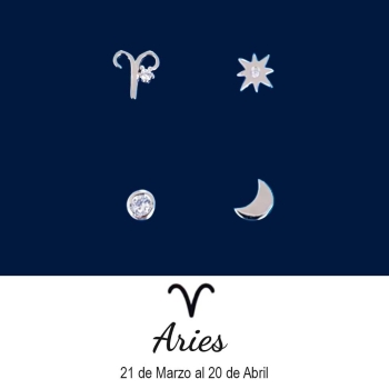 Cuatro pequeños pendientes de plata rodiada con circonitas componen este pack: una estrella, una lunita creciente y un chatoncit 2