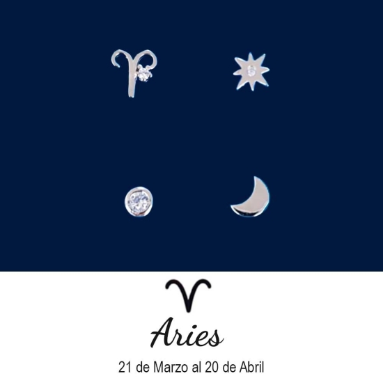 Cuatro pequeños pendientes de plata rodiada con circonitas componen este pack: una estrella, una lunita creciente y un chatoncit