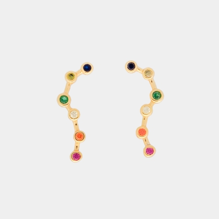 Versión dorada de los trepadores Molécula, que, como en aquel, el diseño son pequeñas circonitas engastadas en bisel que serpent