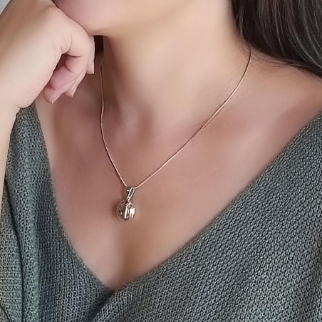 Clásico colgante guardapelo en Plata de Ley que no pierde su actualidad. Este que te presentamos de forma redonda, con un diámet