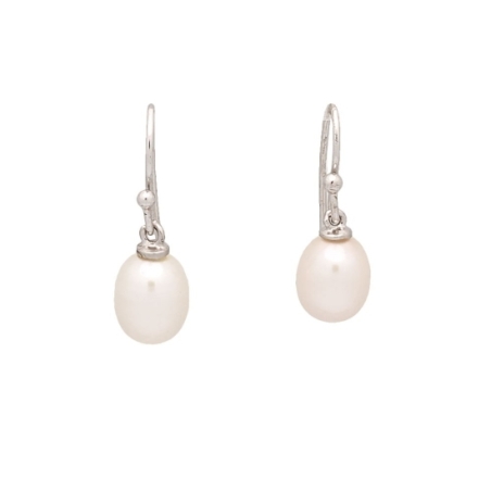 Sencillos pero preciosos, estos pendientes de Plata de Ley rodiada con gancho hippie y perla natural de 7x9mm son ideales para u