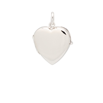 Clásico Colgante Guardapelo de Plata de Ley con forma con corazón de 22x21,2mm y terminación lisa pulida. Se abre en un lateral 