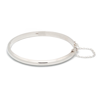 Pulsera de Plata de ley de media caña con terminación lisa pulida, de 5mm de ancho y con 60mm de diámetro interior, con cierre d