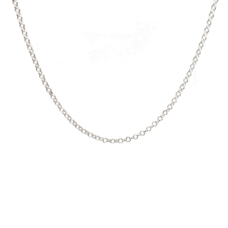 Cadena de Plata de Ley tipo rolo de 45cm de largo de 2,1mm de grosor rematada con Reasa. Muy apropiada para colgantes pequeños y