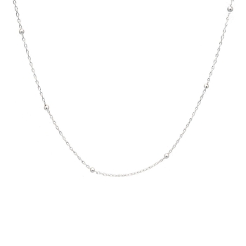 Cadena de Plata de Ley de 40cm tipo forsá con bolitas de 3mmØ ensartadas cada 2cm, puede usarse como gargantilla o como cadena p