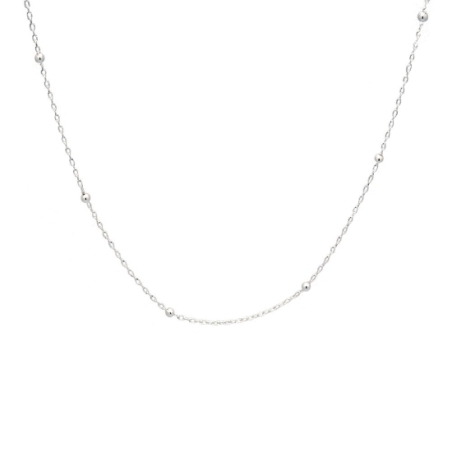Cadena de Plata de Ley de 45cm tipo forsá con bolitas de 3mmØ ensartadas cada 2cm, puede usarse como gargantilla o como cadena p