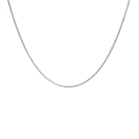 Cadena de Plata de Ley rodiada tipo rolo, de1,1mm de grosor de 40cm de largo, para realzar cualquier colgante rodiado.