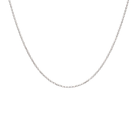 Cadena de Plata de Ley rodiada tipo toilet de 45cm y pequeñas piezas levemente alargadas y facetadas de 1,1mm que le confieren u