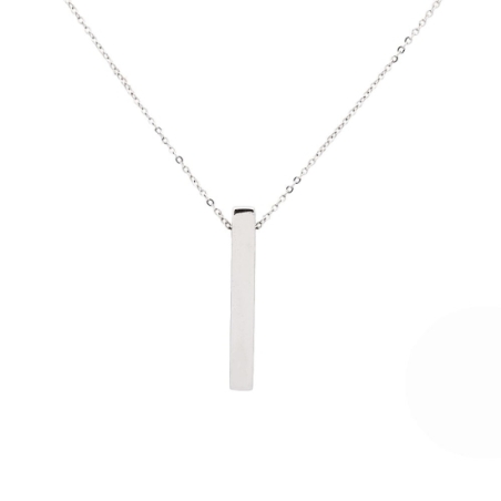 Original colgante de Plata de Ley con forma de pequeño lingote de 4x4mm y30mm de largo que cae de una fina cadena forsá de 40cm  Original colgante de Plata de Ley con forma de pequeño lingote de 4x4mm y30mm de largo que cae de una fina cadena forsá de 40cm