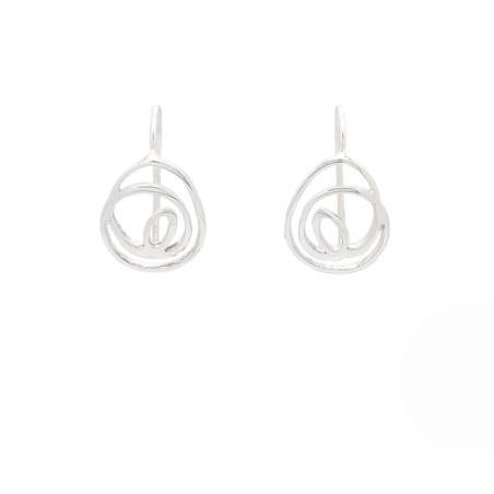 Pendientes de Plata de Ley con forma que recuerda un garabato de 16x13,2mm, con gancho hippie, ideal para combinar con el colgan