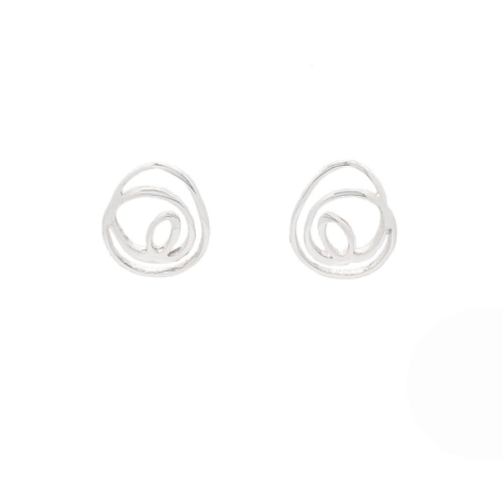 Pendientes de Plata de Ley con forma que recuerda un garabato de16x13,2mm, con cierre de presión, ideal para combinar con el col