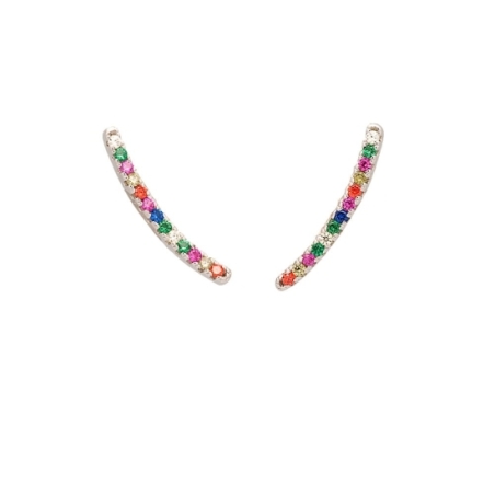 Pendientes de Plata de Ley rodiada que aunque van con tuerca de presión, dan la impresión de ser unos pendientes trepadores por 