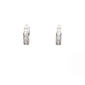 Aros de Plata de Ley rodiada de 15,2mmØ y de 3,6mm de grosor, con una fila de circonitas blancas enfiladas en carril. Ideales pa 2