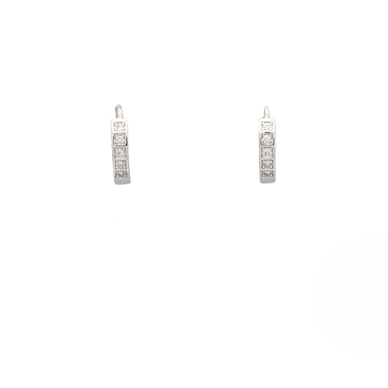 Aros de Plata de Ley rodiada de 13,5mmØ y 2,5mm de grosor, con una fila de circonitas blancas enfiladas en carril. Ideales para 