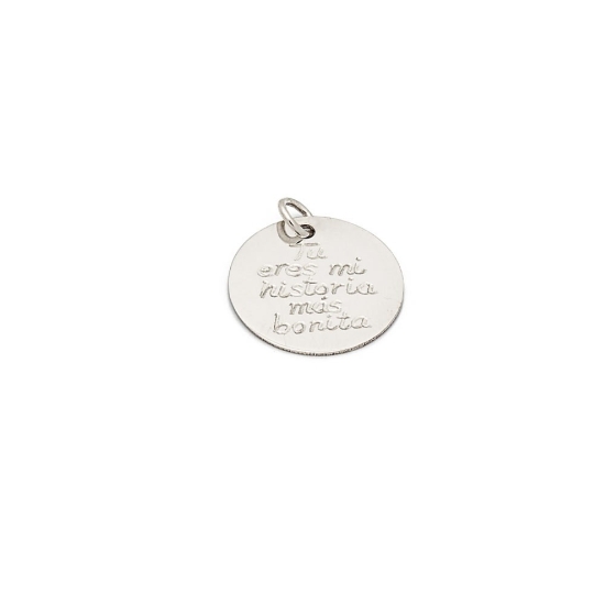 Colgante Chapita de plata de Ley de 14mm de diámetro que puede utilizarse como colgante en una cadena o como charm en una pulser