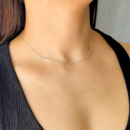 Cadena de Plata de Ley cola de ratón de sección cuadrada de 40cm de larga, imprescindible para realzar colgantes a los que les d