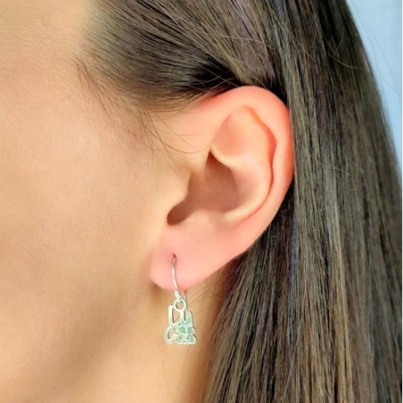 Pendientes de Plata de Ley donde dos nombres que tú elijas, iguales o diferentes, cuelgan de un ganchito hippie. El tamaño del n