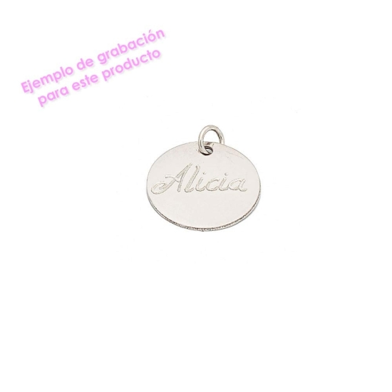 Colgante Chapita de plata de Ley de 12mm de diámetro que puede utilizarse como colgante en una cadena o como charm en una pulser